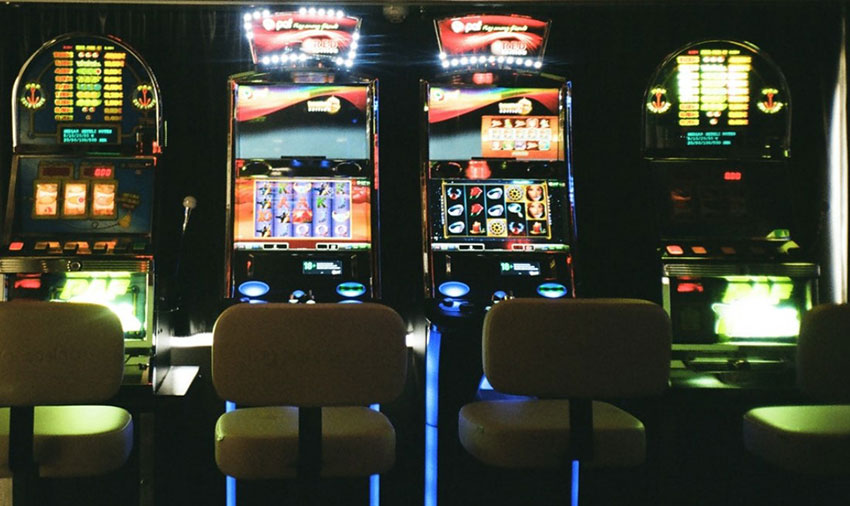 Slot machine in a casino hall