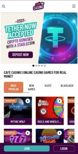 Cafe Casino mobile version
