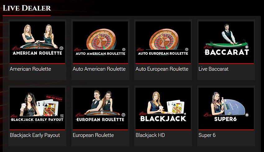 The Live casino section