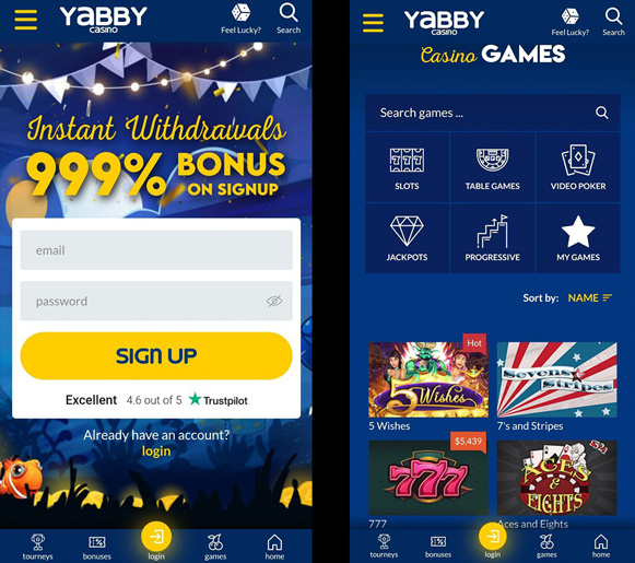 Mobile version of the website
