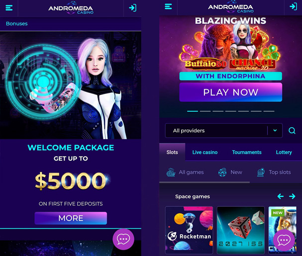 The mobile casino homepage