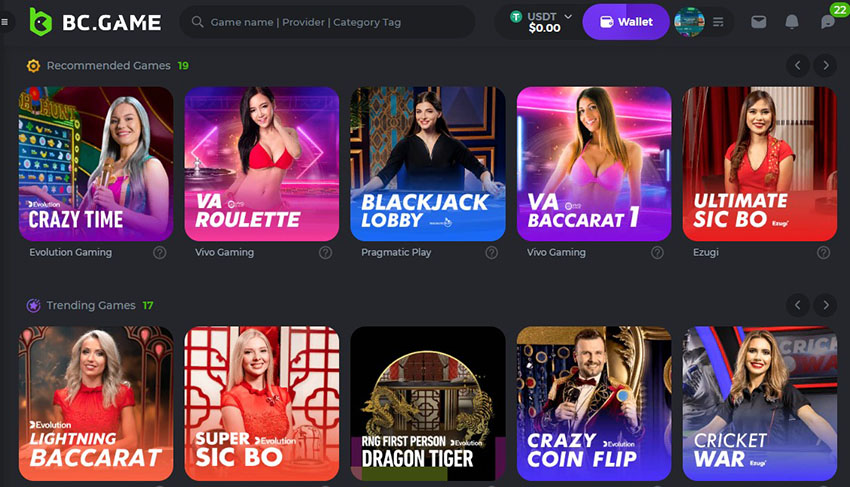 List of tables with live dealers