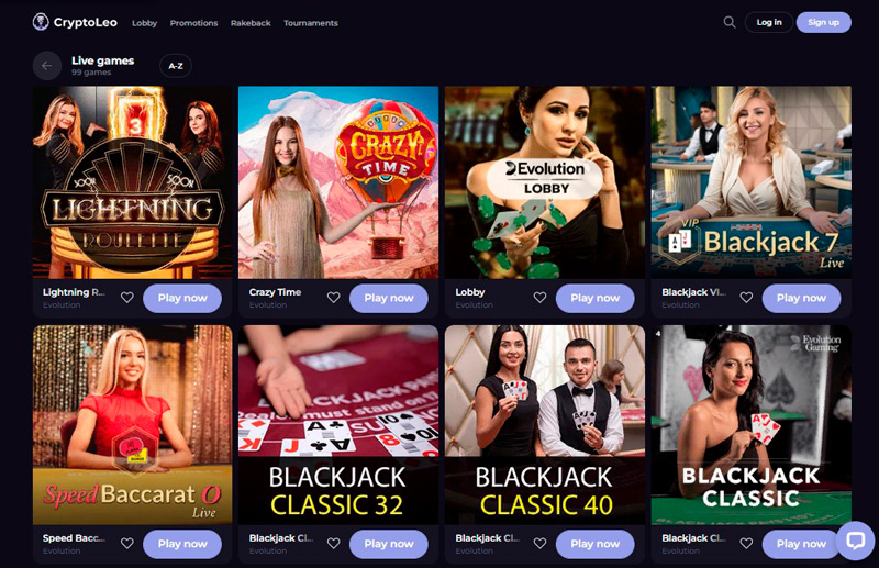 The range of live dealer games