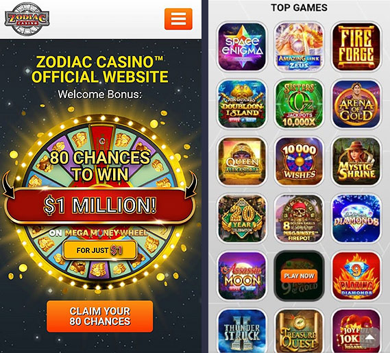 Slots section in the mobile version
