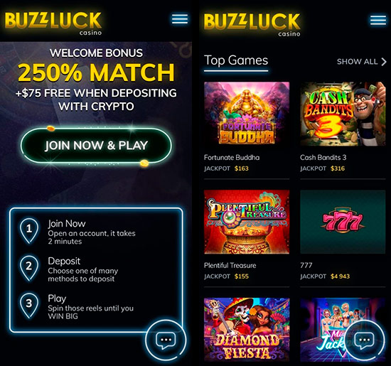 Mobile casino lobby