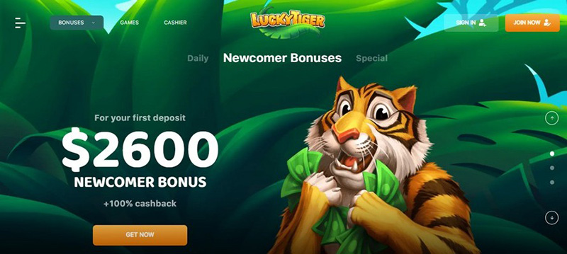 Lucky Tiger Casino sign up bonus.