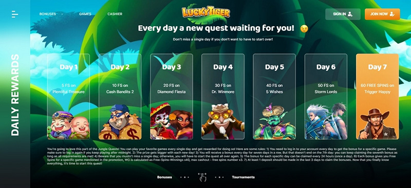 Daily free spin rewards