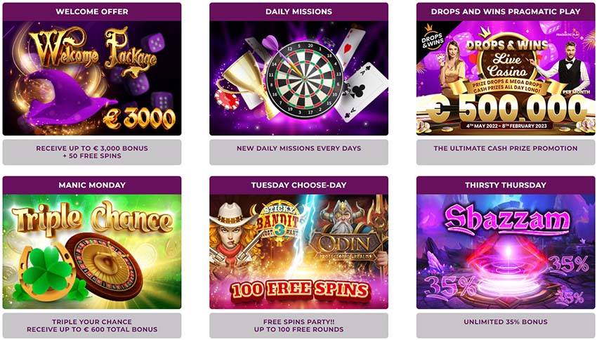 The page with bonuses