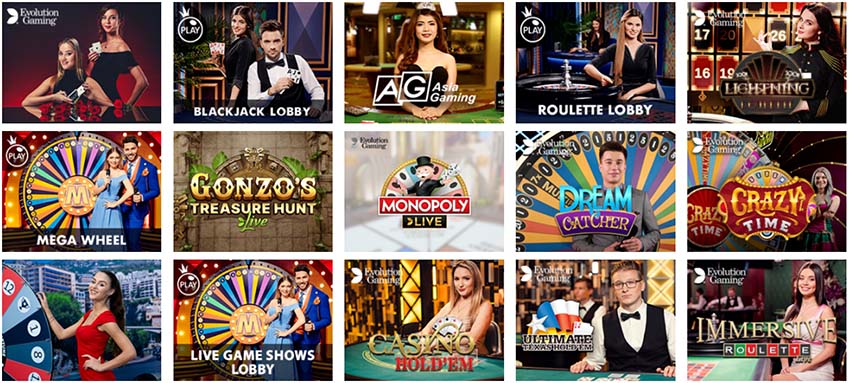 Live dealer games section