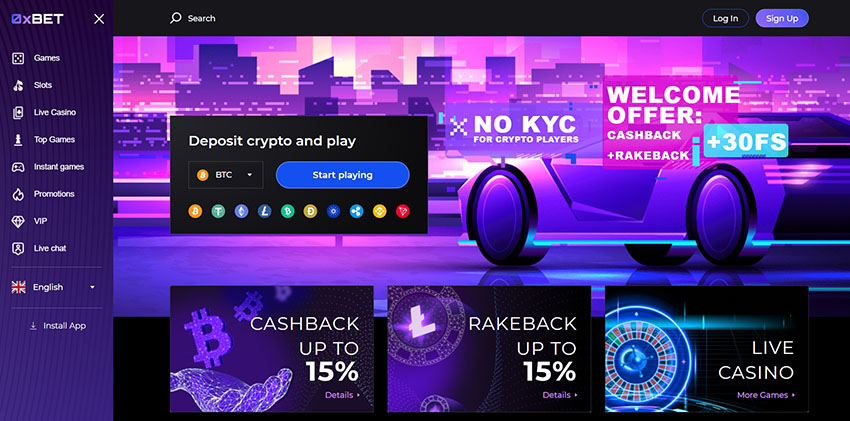 Main page of the official website