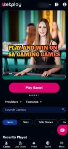 Mobile version of the online casino