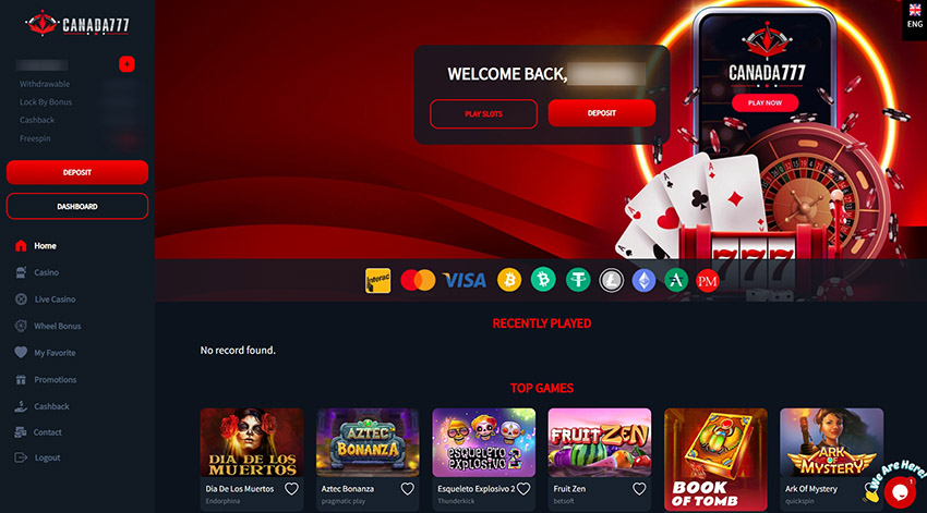 Homepage of the website