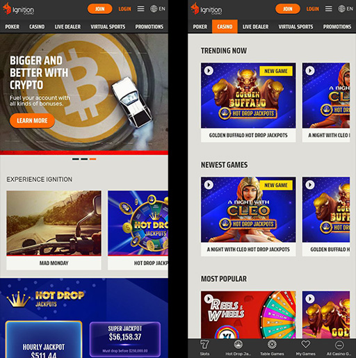 The Ignition casino mobile app