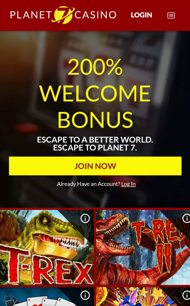Mobile version of Planet7 Casino