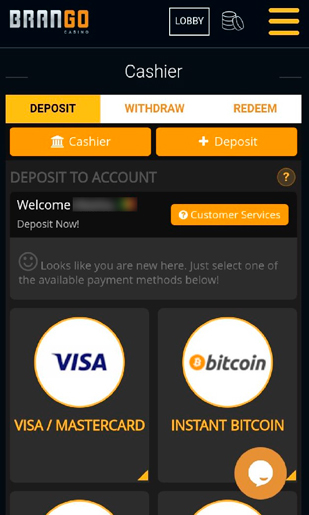 Deposit at the online casino