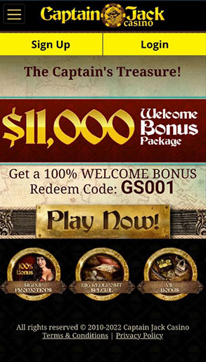 Captain Jack casino on a phone