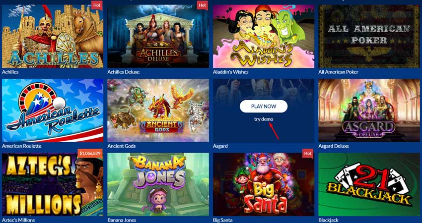 Demo versions of slots at a casino