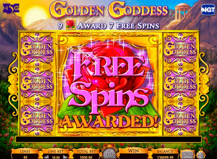 Free spins triggered on IGT's Golden Goddess slot