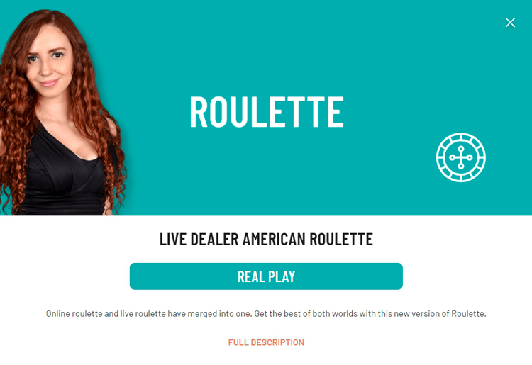 American roulette with a live dealer