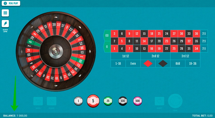 American roulette for virtual chips