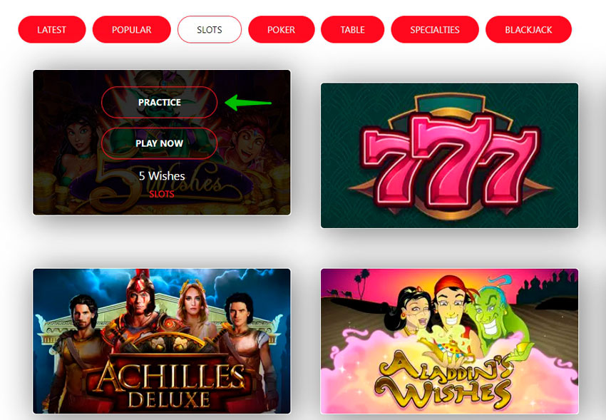 Demo versions of the slots