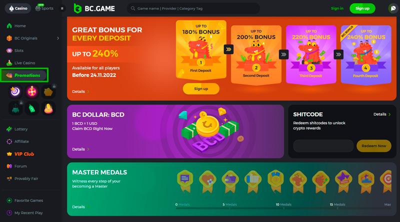 Online casino promotions