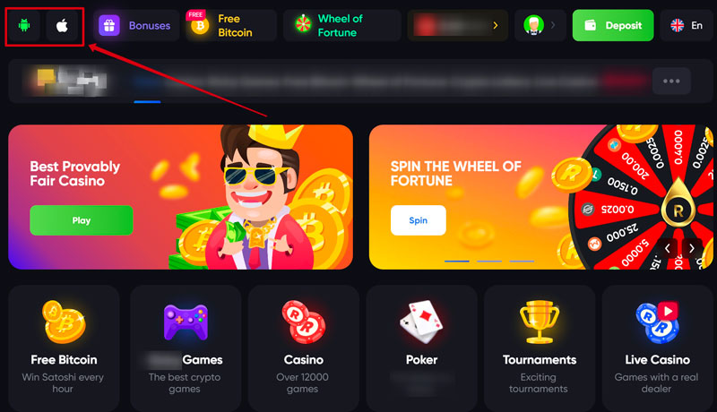 Icons for downloading the app on Android and iOS