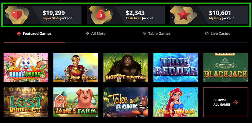 A jackpot in the casino