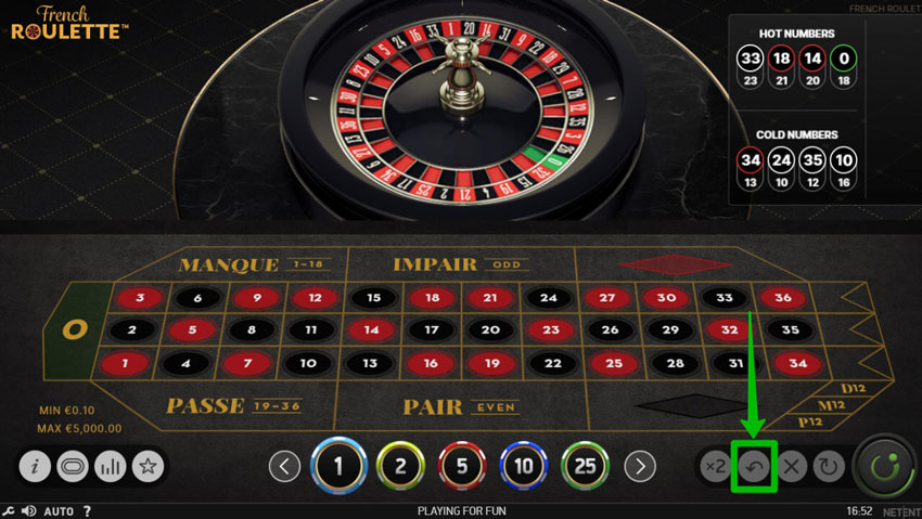 Bets in the roulette