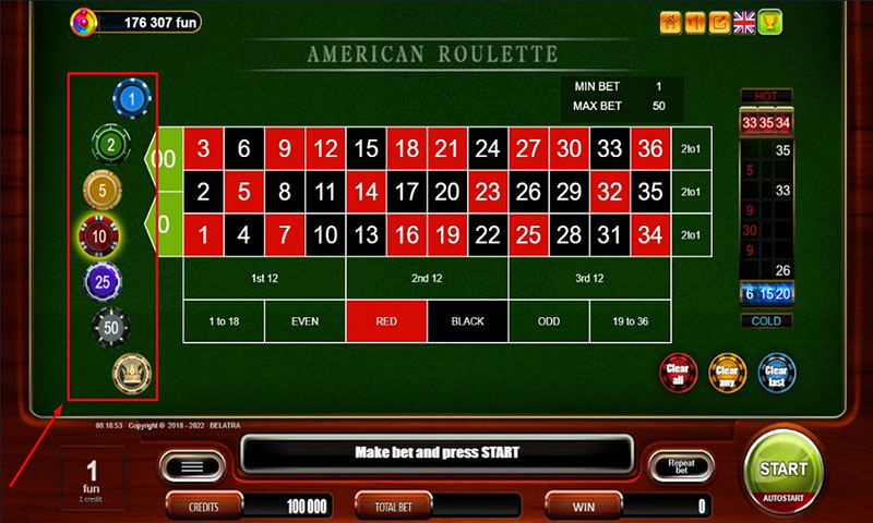 American roulette in demo mode