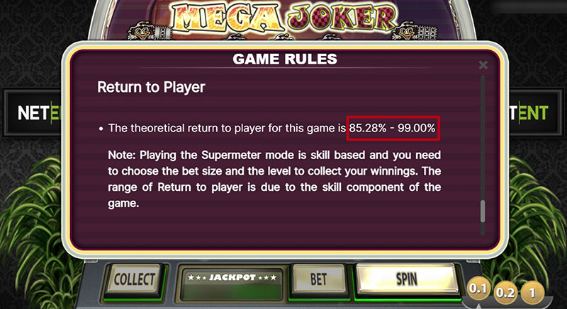 RTP value in slot rules