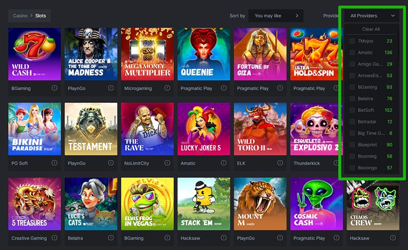 Online casinos slot providers