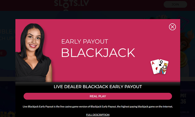 Live Blackjack at Slots.lv casino