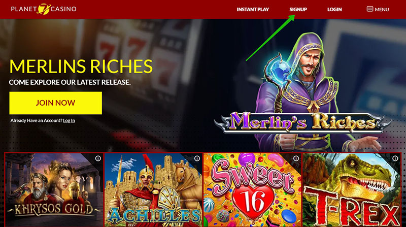 Registration with a casino bonus
