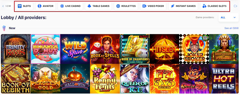 Categories of casino games