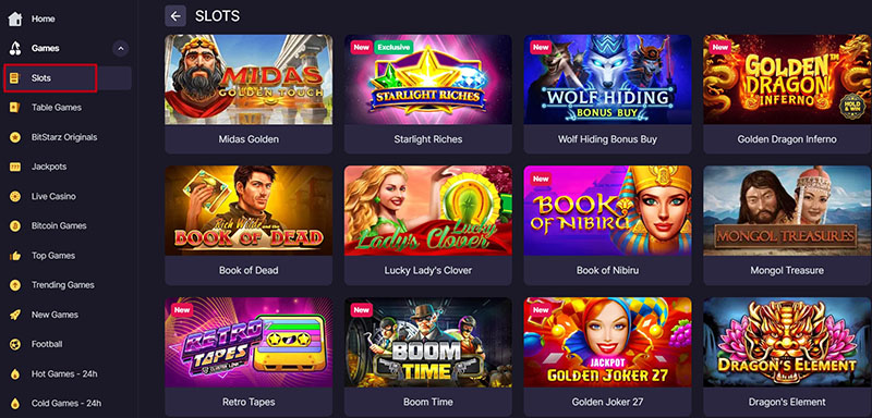 Casino lobby game categories