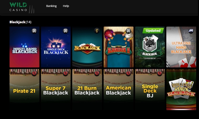 Versions of Blackjack at the Wild Casino