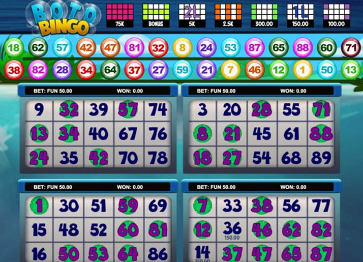 Cards with numbers in online bingo