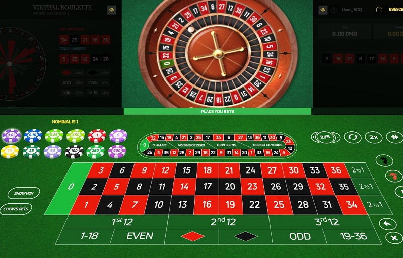 Roulette table with one zero