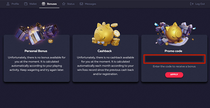 Promo codes for casino bonuses
