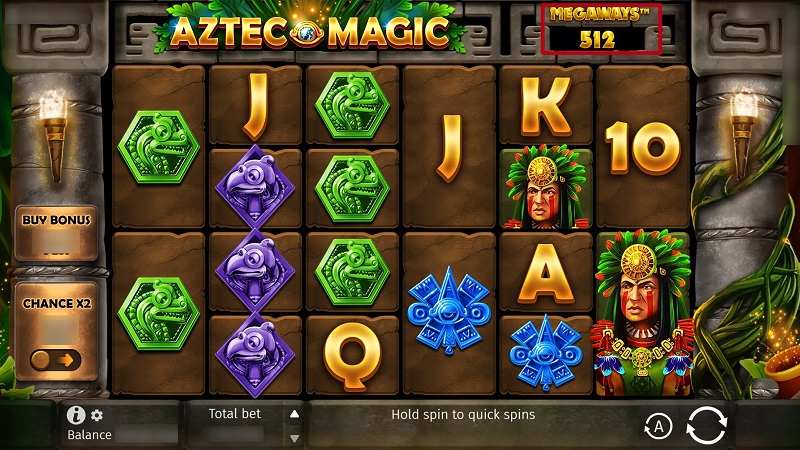 The playing field of the slot with the Megaways mechanics