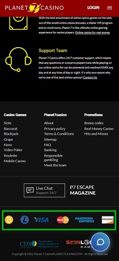 Casino payment options