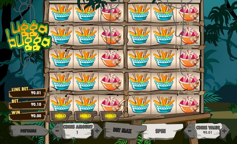 Playing field of the Bugga Ugga slot machine