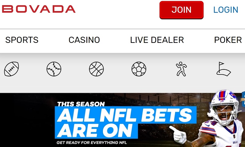 There is a sports betting section on the Bovada Casino homepage