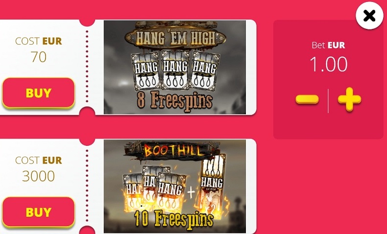 Buying a bonus in Tombstone RIP