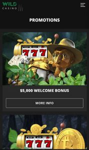 Casino’s interface on a smartphone